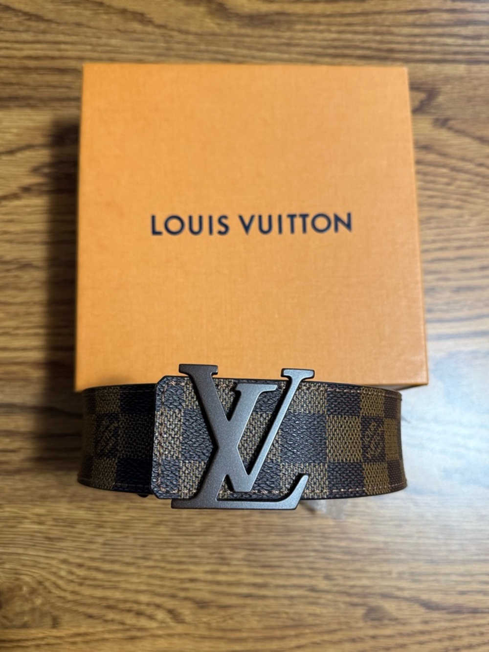 Louis Vuitton Brown Damier Ebene LV Buckle Belt